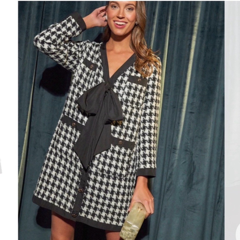 Pomander Place Black White Tweed Bow Mini Dress 2X NWT - Picture 15 of 15